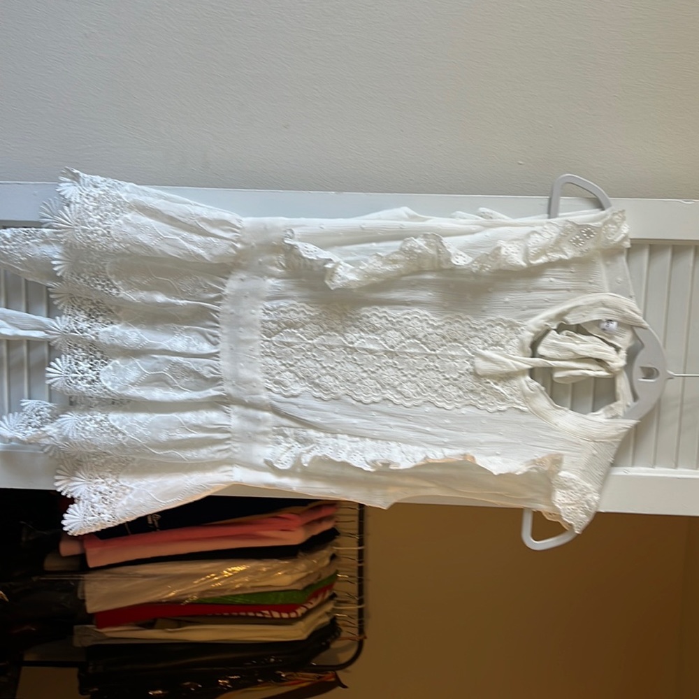 White open back lace top